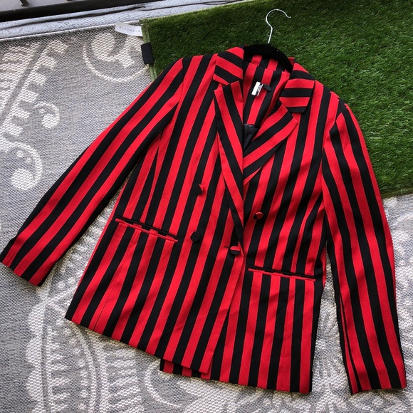 Topshop Humbug Red Stripe Double Breasted Blazer - Picture 3 of 8
